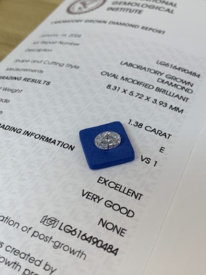 Mua 1.38ct Oval Cut Lab trưởng thành kim cương CVD E VS1 EX VG N IGI được chứng nhận online manufacture