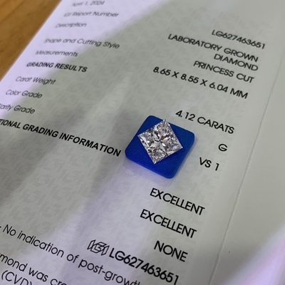 Mua 4.12CT G VS1 2EX CVD Lab tạo ra kim cương cắt công chúa để làm đồ trang sức online manufacture