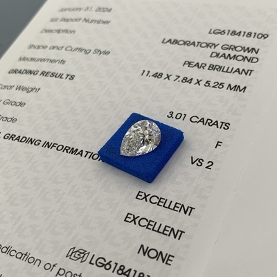 Mua 3.01CT F Màu sắc VS2 Độ tinh tế 2EX hình quả lê kim cương trồng trong phòng thí nghiệm online manufacture