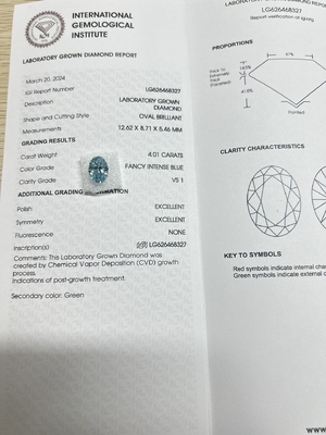Mua Màu xanh 4.01ct VS1 CVD Lab tạo kim cương kim cương nhân tạo để làm đồ trang sức online manufacture