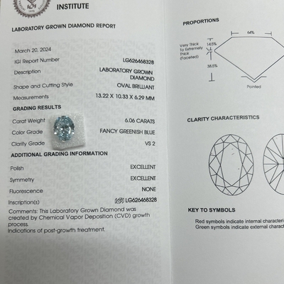 Mua 6.06 Carat Lab sản xuất kim cương Fancy Vivid Blue OEM ODM online manufacture