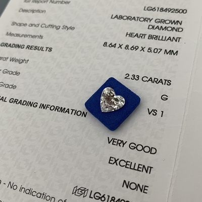 Mua 2.33ct Phòng thí nghiệm trưởng thành kim cương cắt tim CVD G VS1 2EX N IGI Kim cương nhân tạo online manufacture