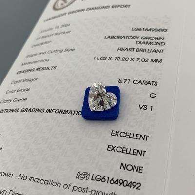 Mua 5.71 Carat VS1 G Lab sản xuất kim cương hình trái tim OEM ODM online manufacture