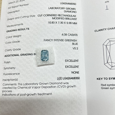 Mua 4.08ct Blue Lab Diamond Radiant Cut CVD Fancy Greenish Blue VS1 2EX N IGI online manufacture