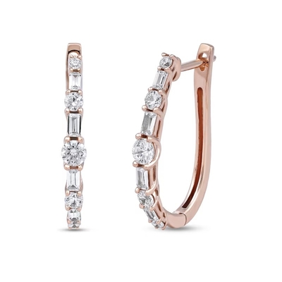 Mua 10K 14K 18K Solid Gold Man Made Lab Growth Diamond Hoop Earrings Baguette Cut online manufacture