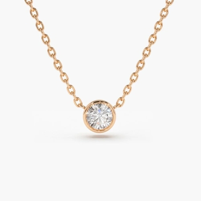 Mua Đá quý loại phòng thí nghiệm phát triển kim cương vòng cổ 14K vàng rắn Độ tinh khiết CVD cắt tròn Bezel online manufacture