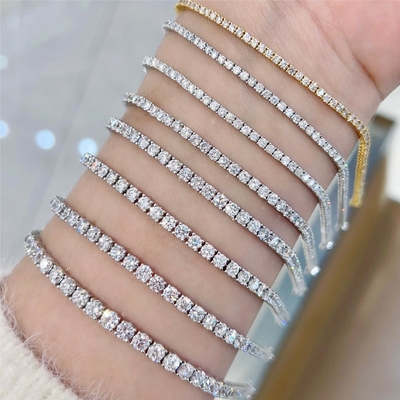 Mua Vàng rắn Độ tinh khiết CVD cắt tròn Bezel phòng thí nghiệm trưởng thành kim cương vòng tay đá quý hình tròn online manufacture
