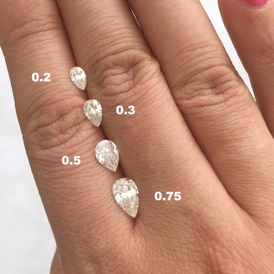 Kim cương cắt tròn trong phòng thí nghiệm tăng trưởng lỏng HPHT 1.6x1.8-6.8x7.2mm 0.01 đến 0.68ct Hình dạng quả lê trắng