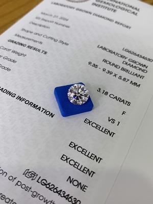 3.18CT F VS1 3EX CVD Kim cương tổng hợp cắt ngọc trai Giấy chứng nhận IGI LG626434630