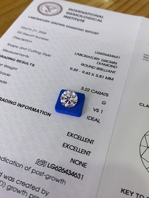 3.23CT G VS1 3EX CVD Laboratory Created Diamonds Giấy chứng nhận IGI LG626434631