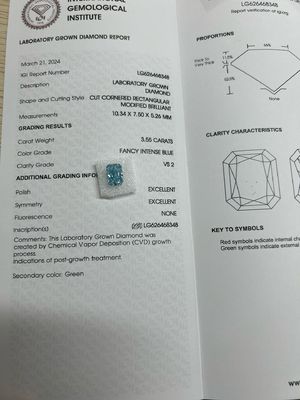 3.55ct Fancy Intense Blue Phòng thí nghiệm trồng kim cương OEM ODM