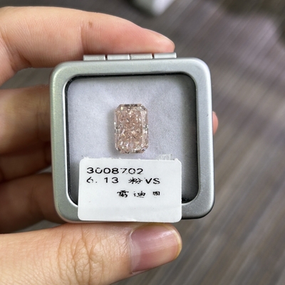 6.13 Carat Man Made Pink Diamond Fancy Pink Loose Vs Diamonds Radiant Cut (Người đàn ông làm kim cương màu hồng)