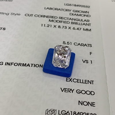 5.51ct Radiant Cut Lab Diamond CVD F VS1 EX VG N IGI LG618492532