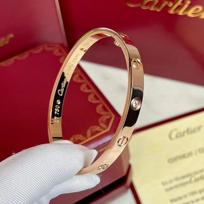 18k Solid Gold Bangle 4 Diamond Love Bracelet 0.42 carat Kim cương tự nhiên