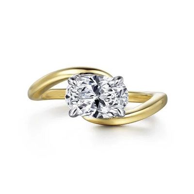 18K 14K 10K vàng rắn trang sức tùy chỉnh 2 carat Def Vvs Clarity Cvd Oval Cut Lab trưởng thành kim cương 3 Stone Rings nhà máy