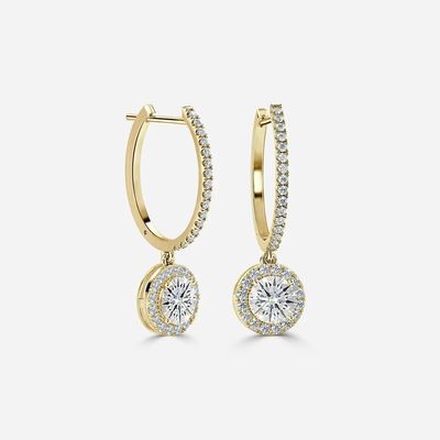 1.4 Carats Phòng thí nghiệm tạo ra hoa anh kim cương Hoop Bàn tai VVS Clarity HPHT Pear Cut