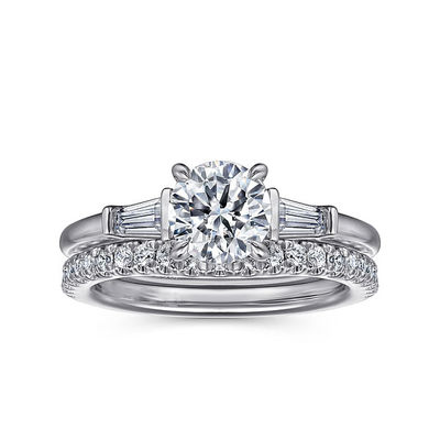 Đá quý loại phòng thí nghiệm Nhẫn cưới kim cương VVS Clarity HPHT Round Cut Lab Diamond Ring