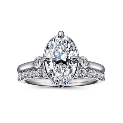 Classic Style Phòng thí nghiệm trưởng thành kim cương Wedding Band VVS Clarity HPHT Oval Cut Ring