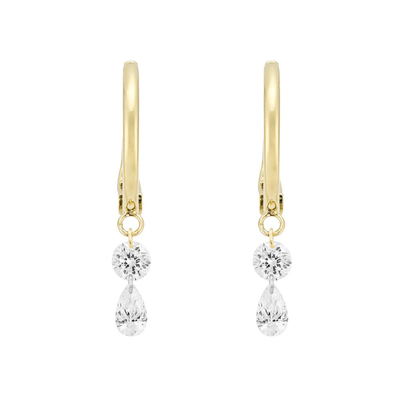 0.38 Carats Lab Created Diamond Hoop Earrings VVS Clarity HPHT Pear Cut trong DEFGH