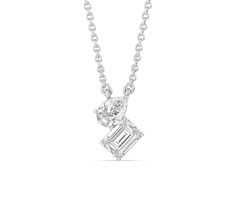 Vòng Emerald cắt Bezel phòng thí nghiệm trưởng thành kim cương vòng cổ trong 18K 14K 10K Solid Gold Clarity CVD