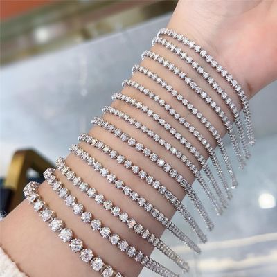 18K 14K 10K vàng rắn cắt tròn Bezel phòng thí nghiệm trưởng thành vòng tay kim cương đá quý hình tròn