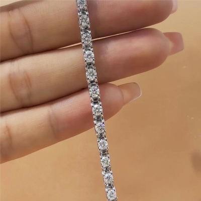 Vàng rắn Độ tinh khiết CVD cắt tròn Bezel phòng thí nghiệm trưởng thành vòng đeo tay kim cương 18K 14K 10K loại kim loại