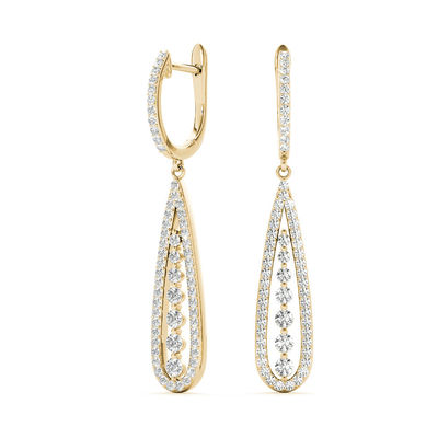 0.75 Carats Lab Created Diamond Hoop Earrings VVS Clarity HPHT Round Cut